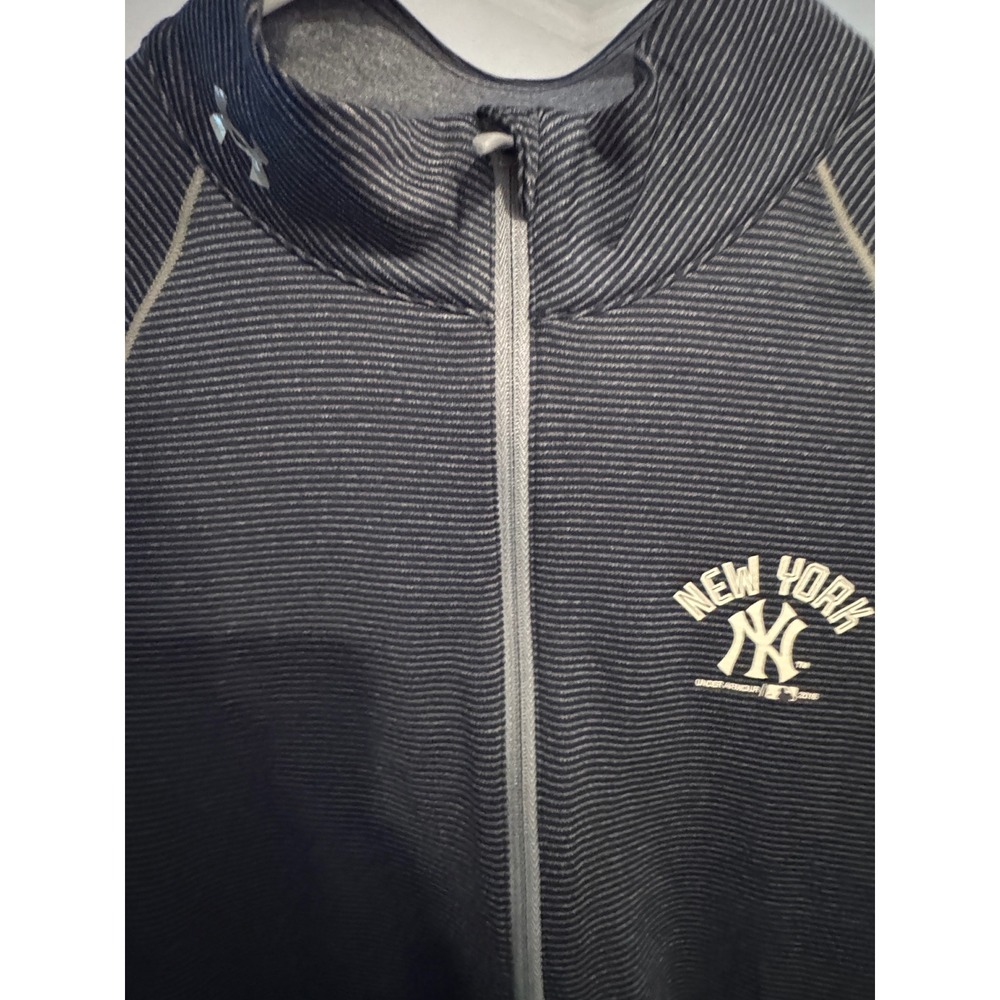 Under Armour New York Yankees Womens Quarter Zip Pullover Navy Blue Stripe M